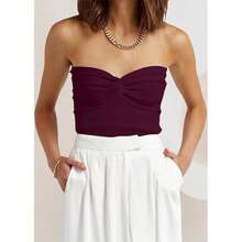 EFAN Womens Tube Tops Fall Fashion Summer Outfits 2025 Casual Beach Vacation Clothes Sweaters Strapless Sleeveless Tank Tops{"Size_name":"Small","Color_name":"Burgundy"} - 酒紅色 - 查看 7