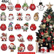 12pcs/36pc Christmas Ball Pendant Wooden Pendant Christmas Decoration ,2D Three-Dimensional Ornaments, Not 3D. This Pendant Is A Wooden Flat Single-Sided Pendant, Not A Sphere Home Decoration Decoration Decoration Family Atmosphere Christmas Tree Decoration Pendant, Party Decoration Supplies - Wooden Pendant Christmas Decoration-christmas Tree Decoration - View 15