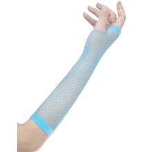 Fishnet Fingerless Gloves Mesh Arm Sleeves Fish Net Arm Sleeves EMO Gloves For Women In Theme Party Scene Accessories{"Size_name":"Long","Color_name":"#04-LightBlue(Long)"} - 多色14 - 查看 4