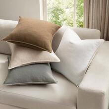 Neutral Linen Pillow Covers Pack Of 4 Decorative Natural Solid Throw Pillow Covers Soft Accent Boho Farmhouse Couch Pillowcases Modern Home Decors Living Room Bed Sofa 18x18 Inch - 20 英吋 x 20 英吋(4 件裝)+ 中性色 - 查看 2