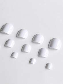 100 Pcs Glossy False Toe Nails 12-Sizes /Box White Press On Nails Full Cover Short Square Fake Toenails Artificial Acrylic Pedicure Tips For Women Girls Nail Supplies Nails - trắng - Xem 3