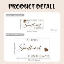 DA Little Sweetheart Is On The Way Decal Sign  Arch Decoration Sticker Baby Shower Party Sweetheart Themed Decal Sign Gender Reveal Party Decorations For Baby Party Themed Baby Shower Decor. - Brown - View 2