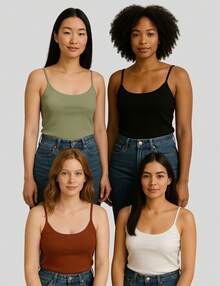 Kit Of 5 Women's Blouses With Thin Straps, Basic, Tight, Comfortable, Versatile, Casual, Assorted Colors - Multicolor - Ver 6