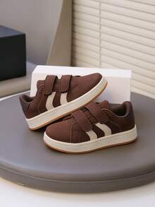 New Kids Hook And Loop Sneakers, Girls Sports Shoes, Boys Casual Shoes - Brown - View 3