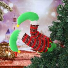 Christmas Tree Picks Stuffed Elf Legs Decorations Holiday Tree Topper For Home Party Ornaments - Multicolor - View 6