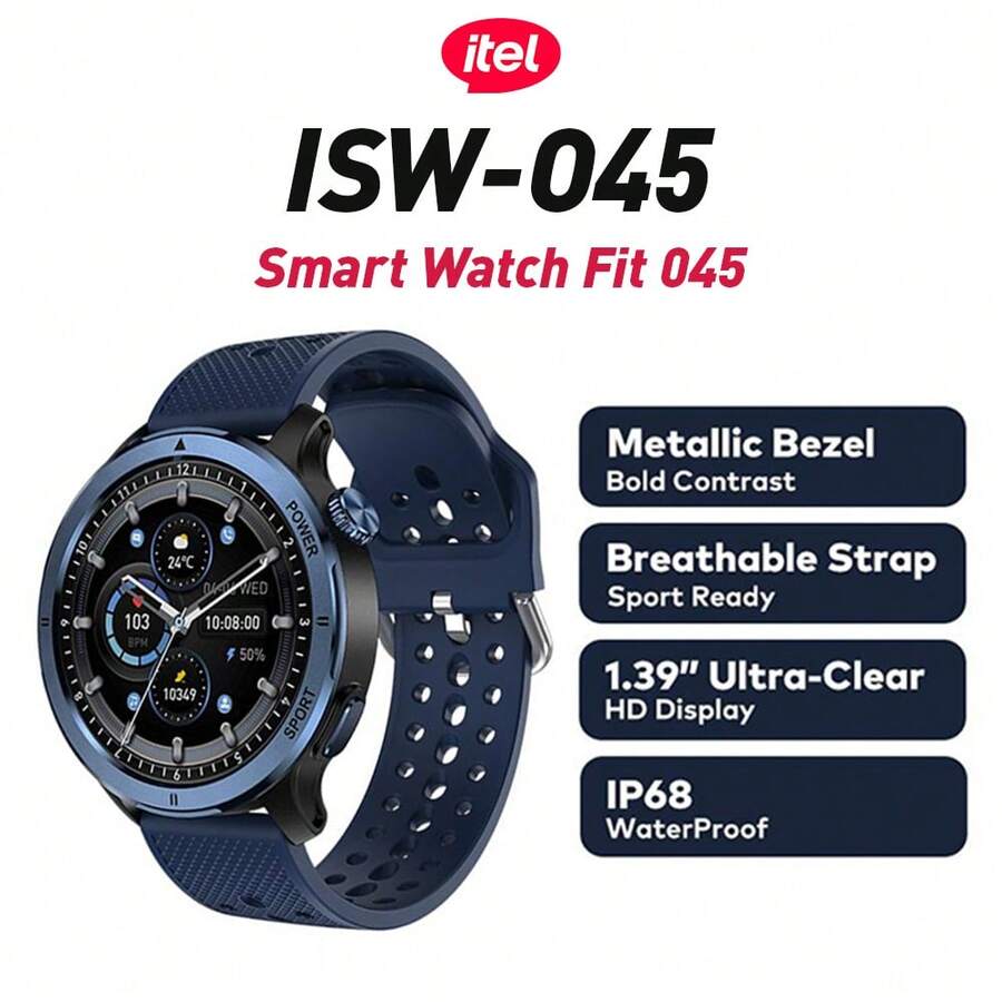 itel ISW-O45 Smartwatch With 1.38'' HD IPS Display, Bluetooth Calling, 12 Days Battery, TWS Pairing, Multiple Sports Modes, IP68 Water Resistant, Heart Rate Monitoring And SpO2 Sensor - Blue - View 1