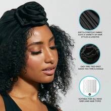 Kiss Colors & Care Soft Satin Hair Wrap Scarf (3-Pack) - Black, 60" XL, Adult Female Hats