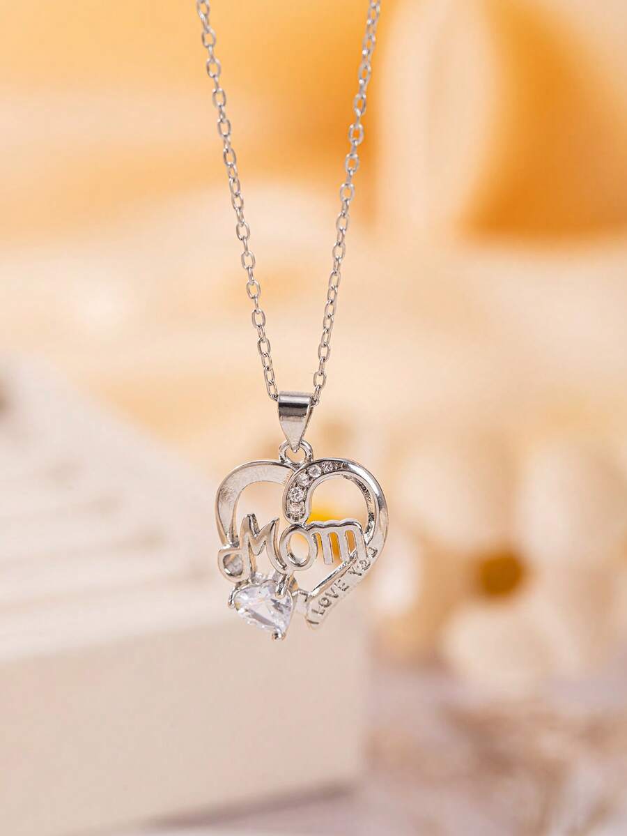 1pc Elegant Heart Pendant Necklace, Fashionable Luxury Choker Necklace, Delicate Design Suitable For Women's Daily Wear, Gift For Friends And Family, Christmas Gift