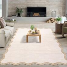 Kitchen Modern Simple Home Decor Area Rug Thin Low Pile Washable Carpet Soft Non Shedding Bordered Floorcover Easy To Clean Non Slip Entrance Runner Rug Stain Resistant Printed Mat Throw Rug For Hallway Bathroom Bedroom Dinning Room Laundry Living Room - Màu be - Xem 3