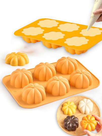 1pc Pumpkin Cake Mold, 3D Pumpkin Silicone Cupcake Baking Mold For Autumn, Suitable For Chocolate, Hot Chocolate Bombs, Muffins, Soap Making