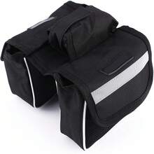 Fydun Bicicleta Bicicleta Ciclismo, Sillín Bolsa de Tubo Frontal Cuadro de Bicicleta Doble Cuadro Bolsa de Alforjas Bolsa Lateral Negro - 1 - Ver 9