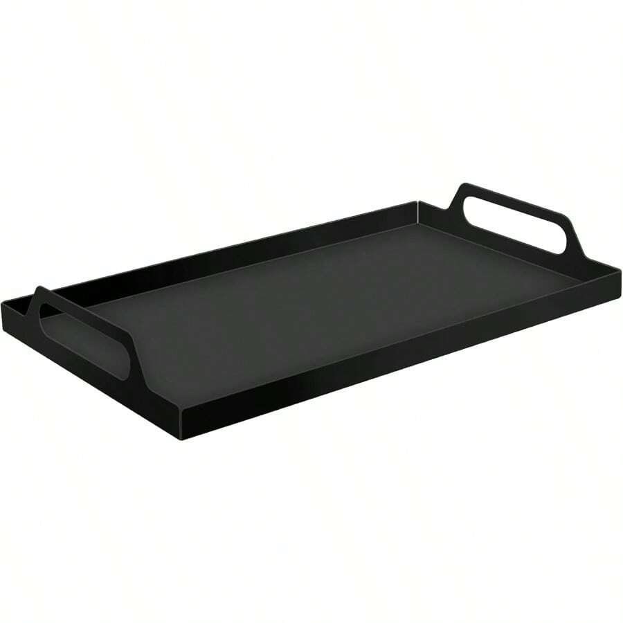 Metal Serving Tray Portable Bed Tray With Handles For Coffee Table Living Room Kitchen And Bathroom Black - Black - View 1