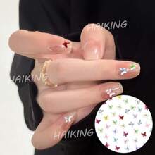 Nail Rhinestones 100 PCS Colorful Flat Back Butterfly Nail Art Charms For Nail Art Decorations DIY Crafting Accessories Plastic