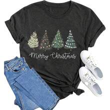 Hcihgzr - Camisas De Navidad Para Mujer, Diseño De Árbol De Navidad, Diseño De Árbol De Navidad, Para Fiestas - Oscuro2 - Ver 6