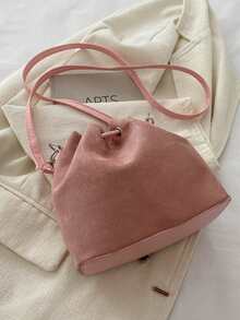 Women Drawstring Bag Mini Sling Bag Bucket Bag Diamond Lattice Daily Outdoor Bag