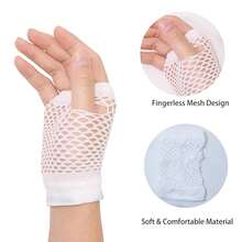 Fishnet Fingerless Gloves Mesh Arm Sleeves Fish Net Arm Sleeves EMO Gloves For Women In Theme Party Scene Accessories{"Size_name":"Short","Color_name":"#8-White(Short)"} - 多色11 - 查看 4