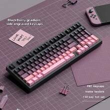 1pc Translucent Side-Engraved Keycaps, Multicolor Gradient Personalized Fit For Mechanical Keyboards, PBT Micro-Sandblasted 130 Keys - Compatible With Standard MX, BOX And Other Cross-Shaped Stem Switches, Suitable For 64/68/75/87/96/98/100/104/108 Keyboard Layouts - Multicolor - View 3