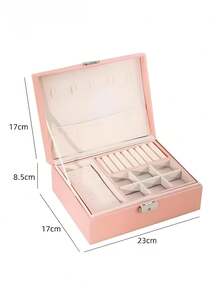 Luxury Imitation Leather Jewelry Storage Box With Lock - Spacious, Soft Lined Drawers, Perfect Christmas, Halloween, Birthday Gift For Girls, Durable And Elegant