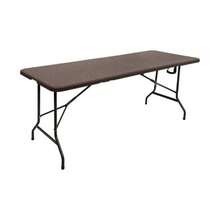 u207AGardenLife Mesa Plegable Plastico 1.80 Metros, Altura Regular, Porttil y Duradera, para Interior y Exterior, Excelente Calidad, para Patio, Jardn, Comedor, Eventos Blanco - Marrón + 1.8 M - Ver 4
