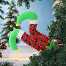 Christmas Tree Picks Stuffed Elf Legs Decorations Holiday Tree Topper For Home Party Ornaments - Multicolor - View 4