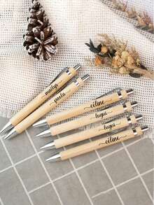 Personalized Name/Texts Wooden Pen With Flowers/Thank You Card Gift Set, Personalized Bamboo Pen, Custom Wooden Thank You Card. Bamboo Perfect Gift, Birthday Company Colleague Committee Graduation Teacher Appreciation Gift,Office Decor