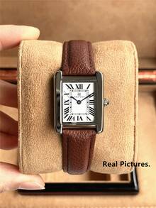 Pablo Raez 1 pieza Reloj de mujer vintage original, encantador color plateado, reloj de pulsera para mujer de marca superior, nuevo, joyería de lujo, accesorios de mujer de acero inoxidable, color plateado, no se mancha, reloj de vestir marrón, caja de acero inoxidable chapada en IPS, diseño de moda, resistente al agua 50m, pantalla de números romanos, reloj de cuarzo casual para niñas