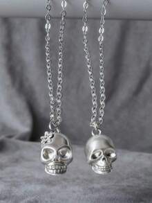 2 buc colier cu pandantiv de craniu la modă pentru femei de Halloween, care îmbunătățește atmosfera, deblochează o ținută elegantă, accesoriu exclusiv de Halloween, unic și