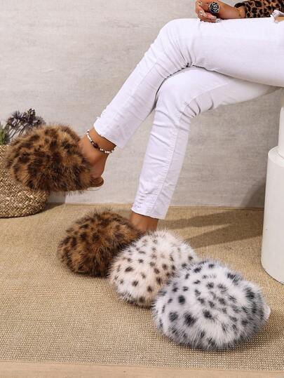 Women's Fashion Autumn And Winter 2025 Flat Bottom Fluffy Long Fluff Pedal Brown Indoor Home Slippers, Women Must Have Light Anti-Skid Warm Slippers At Home, And Female College Students' Dormitory Must Have Soft And Comfortable Versatile Indoor Slippers