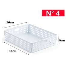 ZYLX SHOPPING – Pack 2 Cestas Organizadoras de Plástico | Un Solo Tamaño y Color | Resistentes, Apilables y Multiusos para Hogar y Oficina - Blanco - Ver 10