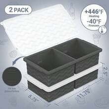 Silicone Freezer Tray With Lid U2013 2 - Cup Soup Freezer Container Molds, Large Cube Trays Freezing Soup, Sauce Broth, Meal Prep Food Storage U2013 Oven Dishwasher , 2 - Pack - 灰色的 - 查看 3