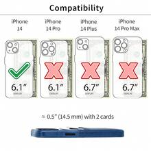 Estuche para tarjetas para 14 con placa de metal integrada para montaje magnético y 2 bolsillos: Cartera de cuero sintético premium Exec M2 (14, Azul Marino) - Multicolor16 - Ver 3