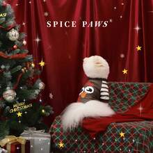 1pc Thanksgiving & Christmas Pet Dog , Turkey Print Design Pet Four-Leg Outfit, Soft Breathable Christmas Holiday Pet Costume, Suitable For Small/Medium Dogs & Cats, Perfect Holiday Party Gift