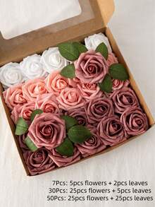 MEHELANY 50/30 bông hoa giả có thân, 5 màu hoa hồng xốp, hoa hồng xốp cao 3,15 inch, cảm giác chạm như thật, thích hợp để tự làm bó hoa cưới/trang trí bàn, phông nền tiệc ngoài trời, trang trí phòng/bàn, vườn/chậu cây, quà tặng Ngày Valentine, Ngày của Mẹ, sinh nhật. - bột năm màu - Xem 9