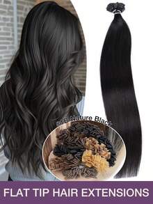 50 szt./opakowanie Przedłużki do włosów z płaskimi końcówkami, włosy ludzkie, keratyna, płaskie końcówki, Hot Fusions, pasemka, niewidoczne, jedwabiste, proste, naturalne, czarne, dla kobiet, wyglądające młodziej, gęste włosy, 50 szt./opakowanie 12-22 cale, wesele, ukończenie szkoły, na każdą okazję, na imprezę, używane codziennie, cosplay, podróż, przedłużki do włosów, Boże Narodzenie