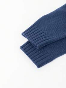 1pc Teen Boys' Fashion Versatile Stylish Casual Daily Commute School Retro Solid Color Patchwork Comfortable Outdoor Zip-Up Knit Sweater, Suitable For Spring, Autumn, Winter, Halloween - Navy Blue - View 6