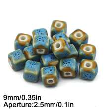 5pcs 9mm Ceramic Glazed Square Beads Bracelet Spacer Earrings DIY Jewelry Making Accessories