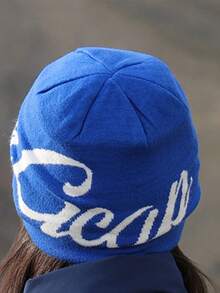 1pc Y2K Unisex Reversible Beanie Hat - Windproof Stretchy Knitted Skull Cap For Men And Women, Letter Pattern, Dopamine Colors , Hip Hop Streetwear, Casual Autumn/Winter Accessory & Christmas Gifts For Men/Women