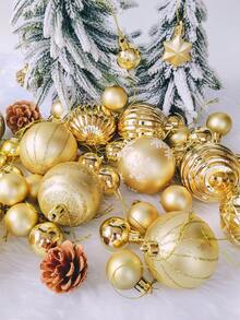 42 Stücke Weihnachtskugel Set, goldene Weihnachtsbaum Ornamente, kreativ bemalte Weihnachtskugeln, Weihnachtsbaum Hängedekoration, geeignet für Feiertage, Kränze, Weihnachtsbaum, Weihnachtsdekoration, Weihnachtsgeschenke für Zuhause, Weihnachtsdekoration - Verschiedenfarbig - Übersicht 2