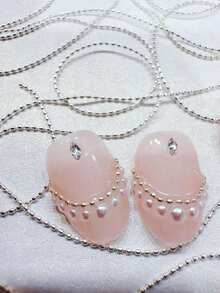 1米DIY美甲超薄1.0毫米银铜珠链，节日礼物美甲用品指甲饰品美甲宝石 - 彩色 - 查看 7