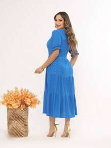 Women's Midi Dress Três Marias Laise Mesh Wedding Evening Formal And Night Elegant And Casual - 藍天 - 查看 2