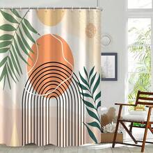 Mid Century Shower Curtain, Stall Abstract Boho Minimalistic Arch Sun Leaf Machine Washable Waterproof Fabric For Bathroom Bathtub Decor With Hooks 60Wx72H{"Color_name":"Orange","Size_name":"60\"Wx72\"L(Packof1)"} - 多色23 - 查看 4