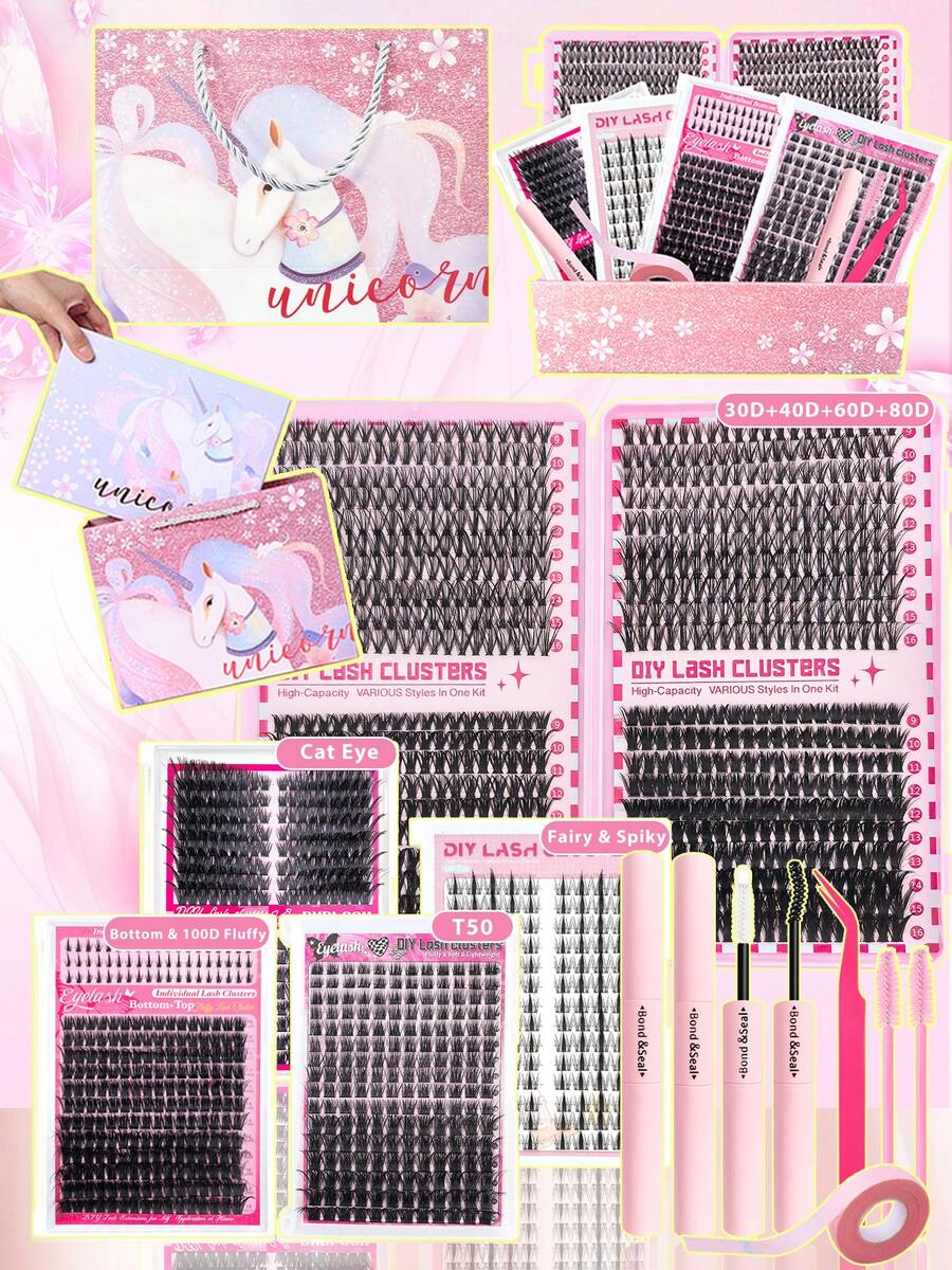 11-Piece False Eyelash Set With Bond And Seal Kit: Ultimate Lash Bundle Including 5 Styles Of Fluffy/Natural False Lashes + Skin-Friendly Beauty Tape For Secure, Long-Lasting Wear – Perfect For Daily Makeup, Dates, Parties & Special Occasions, Easy To Apply Even For Beginners - 黑色 - 查看 1