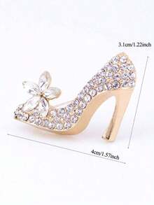 1pc Shiny Gold High Heel Shaped Brooch, Exaggerated Design, Holiday, Party, Vacation Wear Decoration Accessory - trắng - Xem 2