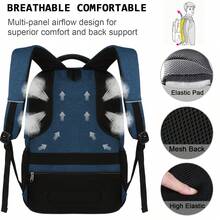 UKEIN Laptop Backpack With USB Charging&Headphone Port,Anti-Theft Business Backpack With Padded Shoulder Strap, Computer Rucksack For School/Work/Travel - 藍色 - 查看 3