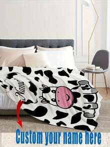 1 Chiếc Chăn Vải Flannel In Hình Bò Hoạt Hình Có Thể Tùy Chỉnh - Món Quà Hoàn Hảo Với Chữ Viết Cá Nhân Hóa, Chăn In Hình Bò, Chăn Chăn In Hình Động Vật - Mềm Mại, Ấm Cúng, Có Thể Giặt Máy, Vải Polyester In Kỹ Thuật Số, Mềm Mại, Thoải Mái, Thanh Lịch, Đơn Giản, Tùy Chỉnh, Cá Nhân Hóa, Độc Đáo, Dành Cho Kỷ Niệm, Ngày của Mẹ, Ngày Valentine, Lễ Tốt Nghiệp, Ngày của Cha, Đám Cưới, Tân Gia, Ghế Sofa, Giường, Xe Hơi, Phòng Trà, Phòng Ngủ, Phòng Tắm, Phòng Khách, Phòng Ăn. - nhiều màu - Xem 12