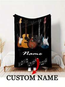 Customized Guitar Themed Flannel Blanket - Personalized All Season Soft & Warm Digital Print Polyester Knit, Suitable For Napping, Camping, Travel - Elegant Animal Pattern, No Decoration, Suitable For Mother's Day Gifts,Durable,Breathable,Lightweight,Washable,Funny,Cute,Love,Soft,Comfortable,Elegant,Simple,Custom,Personalized,Unique,Ideal Gifts For Him,Ideal Gifts For Her,Him,Her,Boyfriend,Girlfriend,Dad,Mom,Family,Friends,For Anniversaries,For Mother's Day,For Birthdays,For Valentine's Day,For Graduation,For Father's Day,For Weddings,For Housewarming,Sofa,Bed,Car,Tea Room,Bedroom,Bathroom,Living Room,Dining Room,Customized Throws - Multicolor - View 7