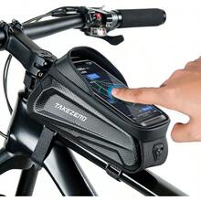 TAKEZERO - Bolsa impermeable para teléfono de bicicleta, accesorios para bicicleta, carcasa dura de EVA, compatible con iPhone de menos de 6.8 pulgadas (negro) - Negro - - Ver 11