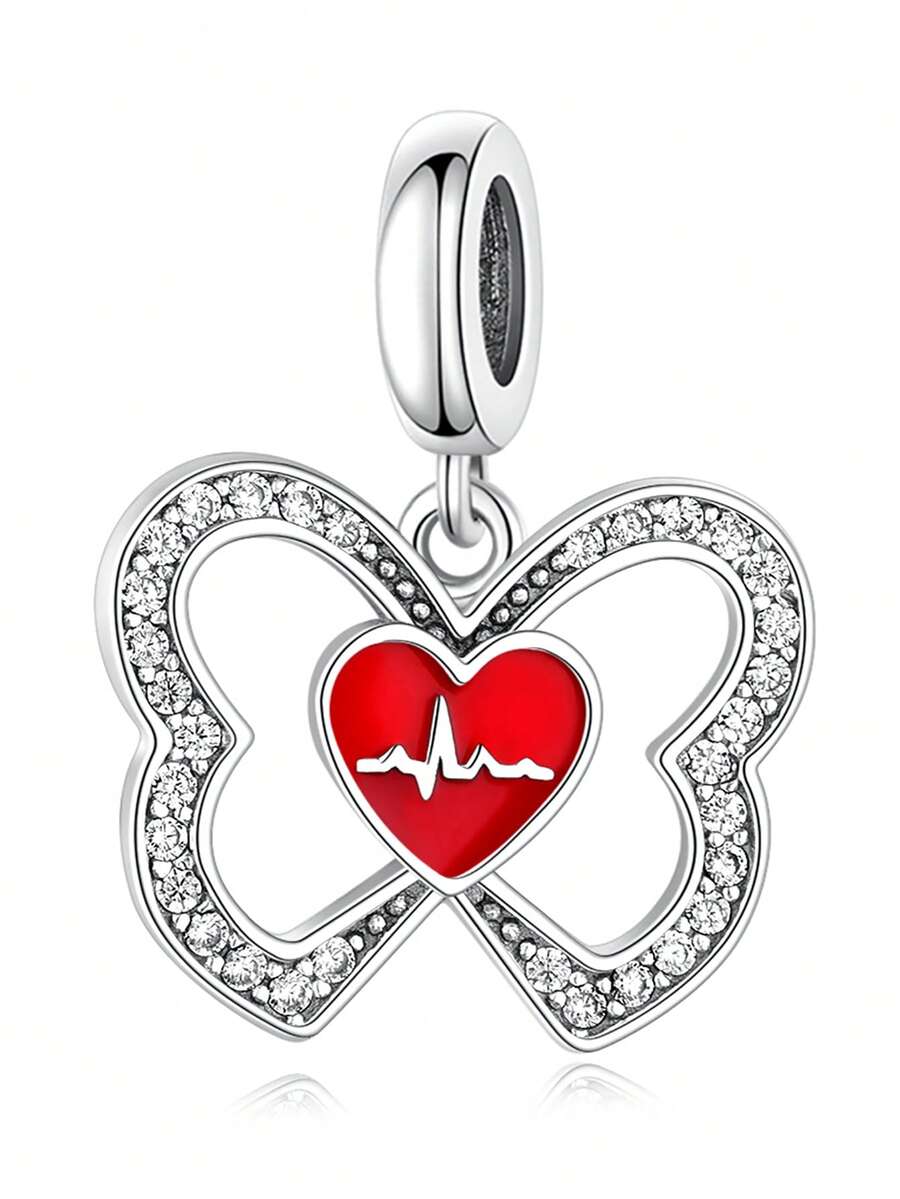 HuooNew 1 pieza de plata pura 925 con textura, forma de mariposa, sensación conmovedora, colgante de cuentas, joyería de plata, joyería para mujer, uso diario, unisex, regalo de cumpleaños, con circonita incrustada