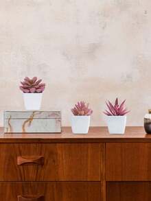 1pc/3pcs Plastic Artificial Mini Plant Potted Decor, Modern Fake Plant Ornament, Suitable For Home, Living Room, Bookshelf, Wedding, Valentine's Day, Party