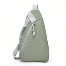Bolso bandolera de moda para mujer, de color liso, ideal para viajes, senderismo y actividades al aire libre. - Verde - Ver 3